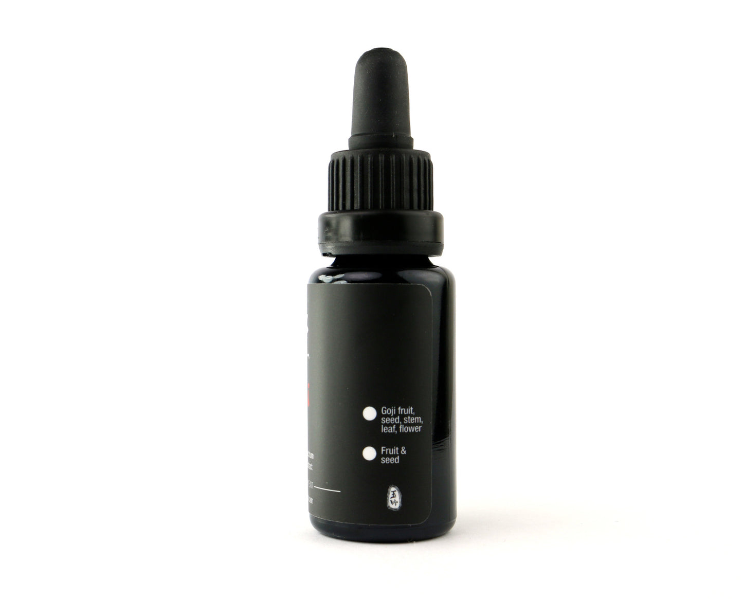 This is a side view of Shen Blossom's Goji Berry Premium Extract on a white background