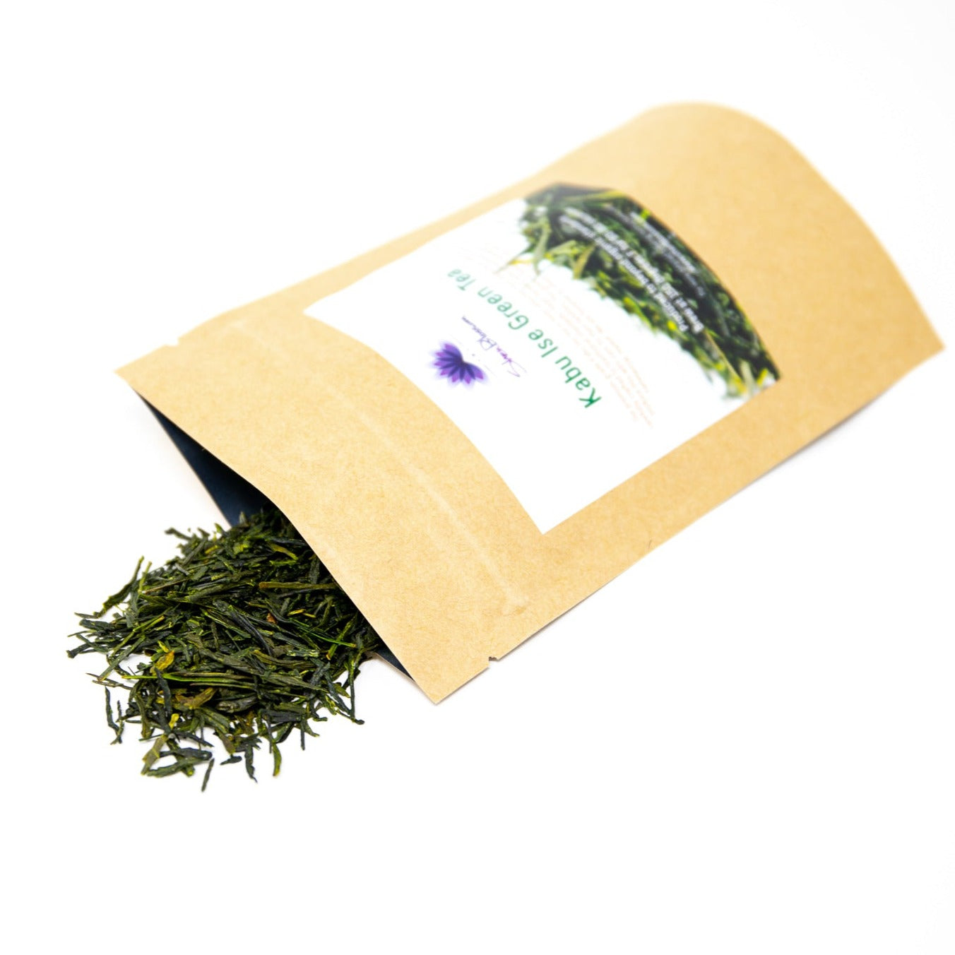 Shen Blossom's Kabu Ise Green Tea photographed on a white background