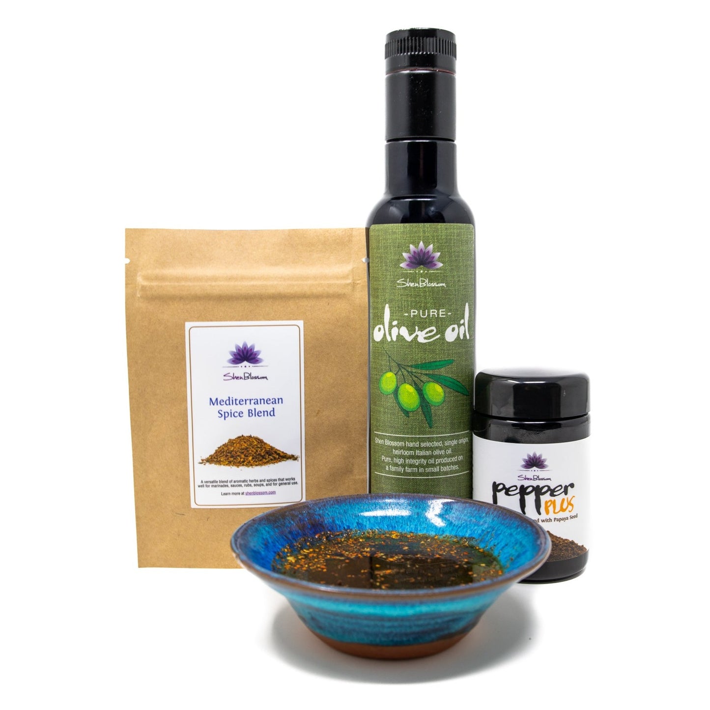 Shen Blossom Pure Olive Oil with Mediterranean Spice Blend and Pepper Plus