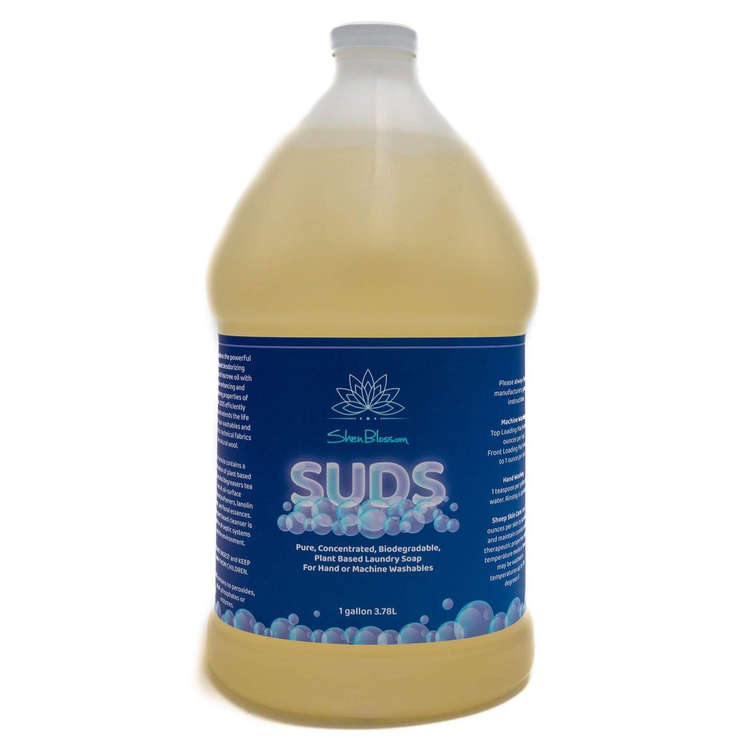 Bottle of SUDS photographed on a white background