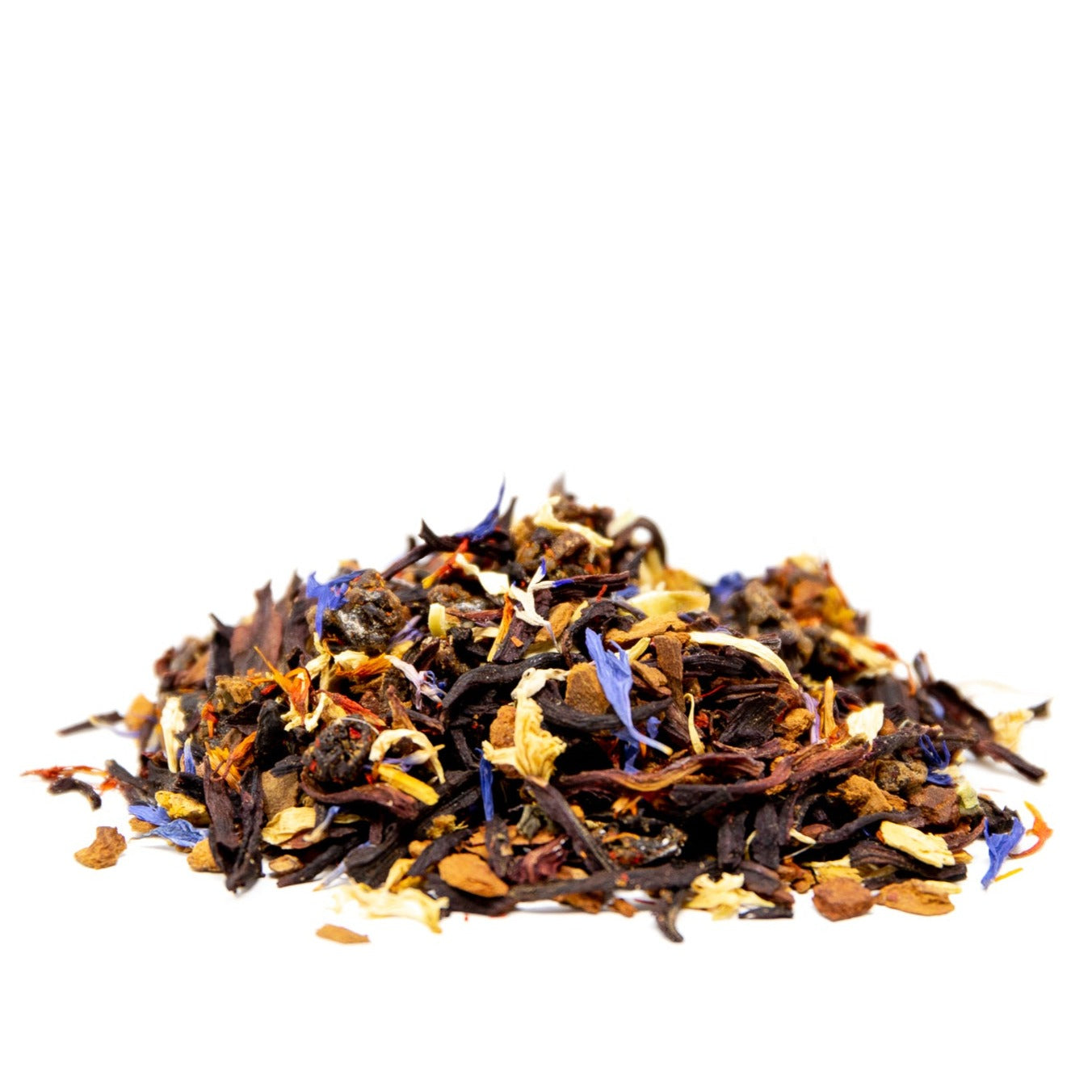 A pile of Shen Blossom's Tea of Joy photographed on a white background