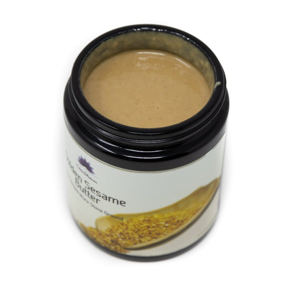 A look inside a jar of Shen Blossom's Golden Sesame Butter