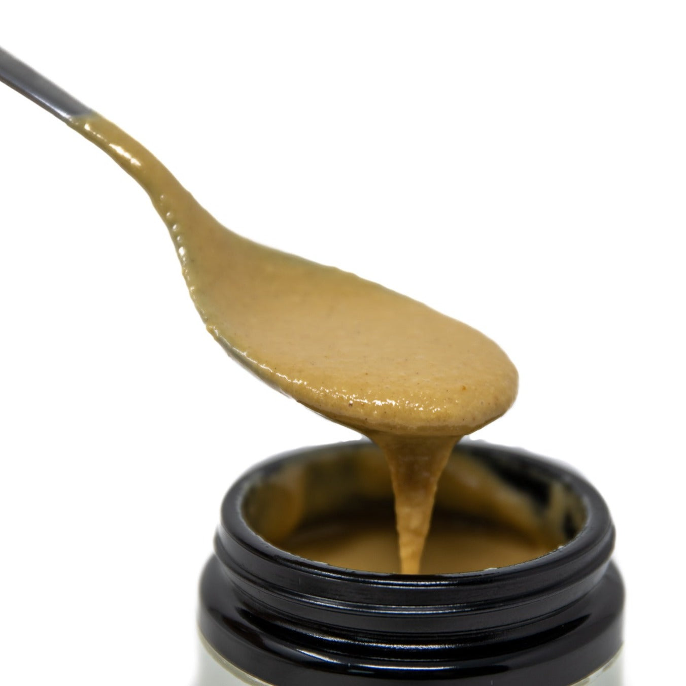 An up close look at a spoonful of Shen Blossom's Golden Sesame Butter