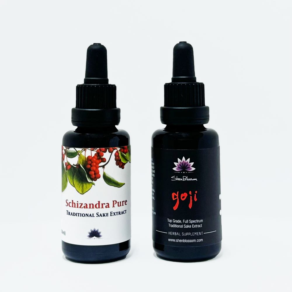 This is an image of Shen Blossom's Schizandra Pure and Goji traditional extracts that can be bundled together.