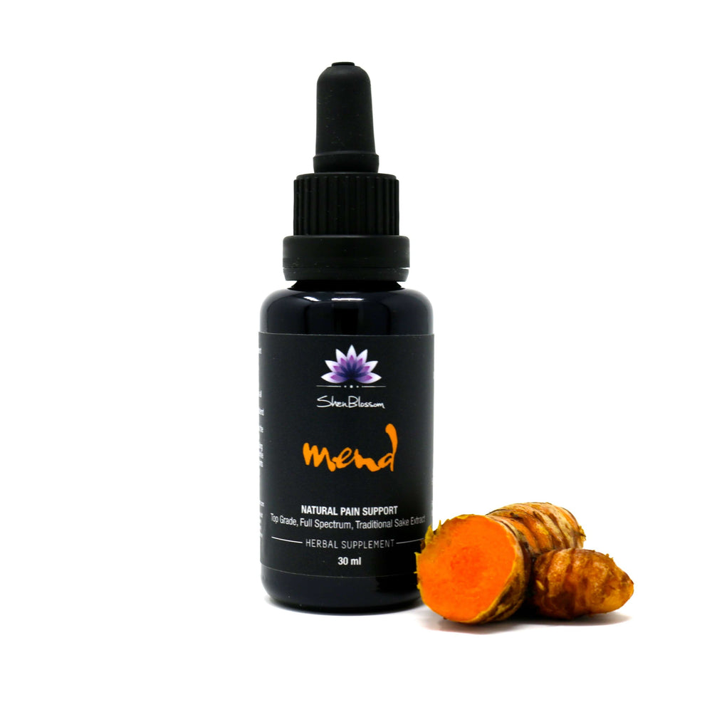 Mend bottle and turmeric root
