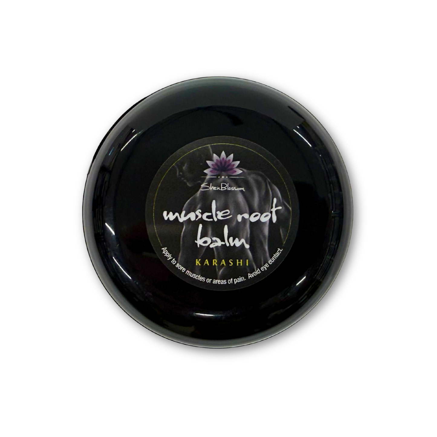 
                  
                    Shen Blossom's Karashi muscle root balm photographed on a white background
                  
                